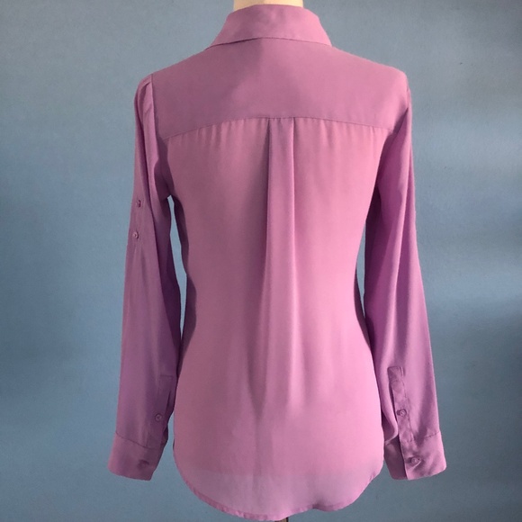 Lavender / Purple Button Down Shirt - Adjustable Sleeves - Size XS - Express - Picture 2 of 4